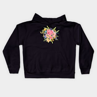 Watercolor Rose Floral Spray Kids Hoodie